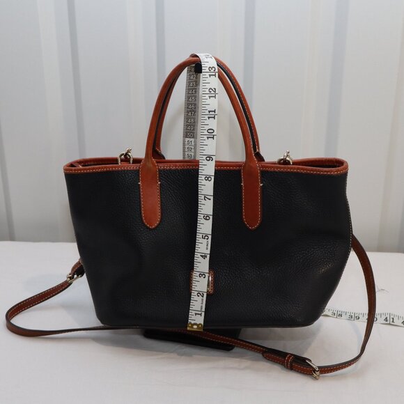 Dooney & Bourke Brielle Tote Bag Pebbled Leather Black Brown Trim Red Interior - Picture 9 of 11